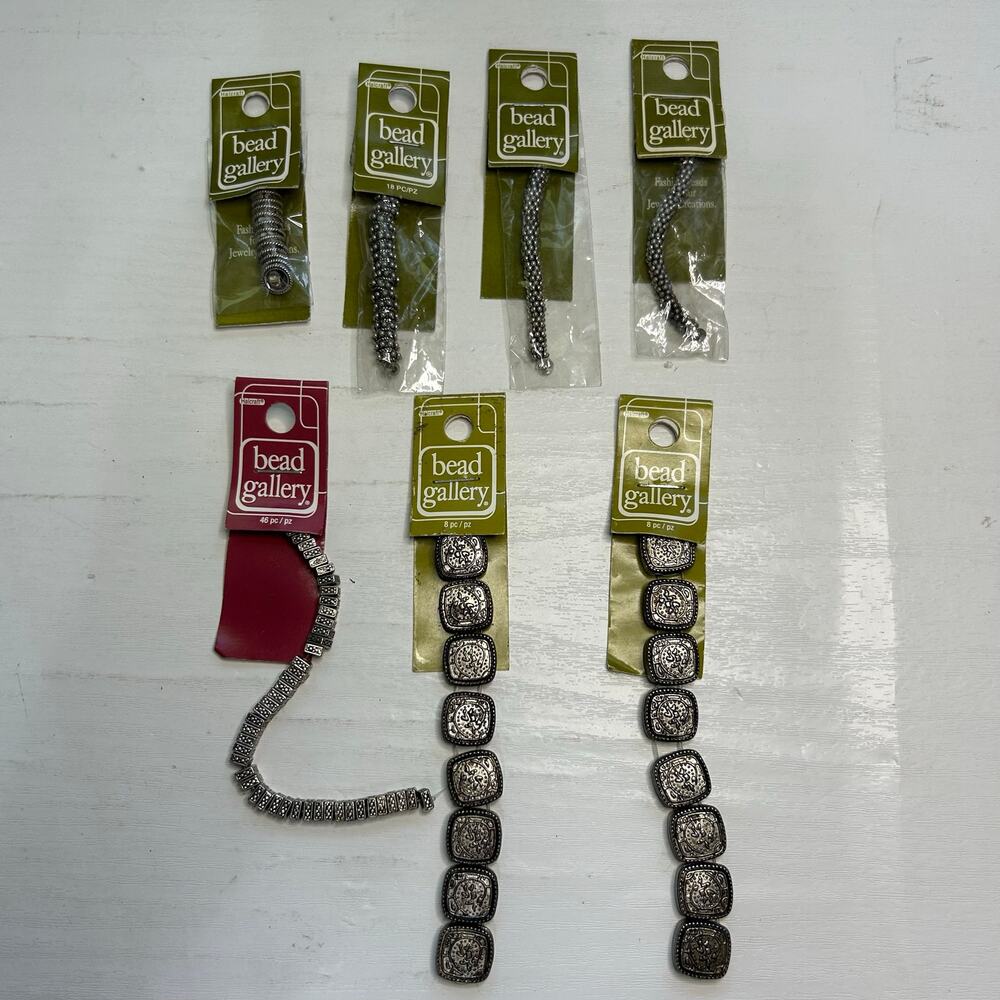 Bead Gallery Metal Bead Lot Spacer Links Rondelle Silver NOS